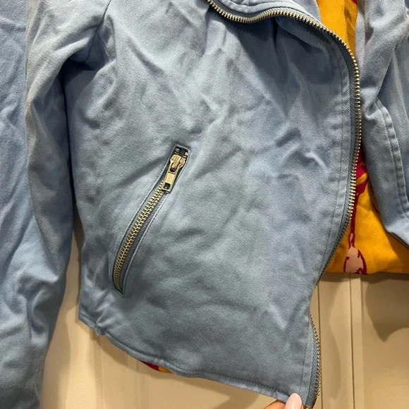 Color Me Courtney Blue Dennis Biker Jacket Size 6 US $250